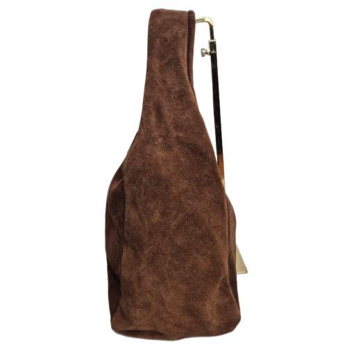 Borse in Pelle włoska torebka damska zamszowa hobo bag brązowa czekoladowa kasztan skóra naturalna zamszowa torebka worek brązowy pojemny
