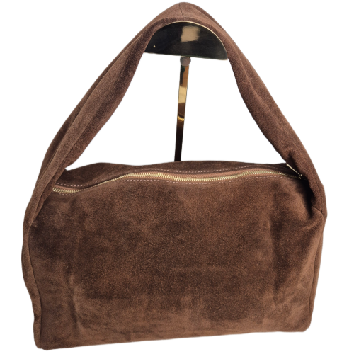 Borse in Pelle włoska torebka damska zamszowa hobo bag brązowa czekoladowa kasztan skóra naturalna zamszowa torebka worek brązowy pojemny