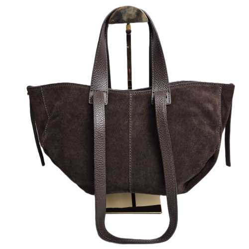 Laura Biaggi włoska torebka damska mini shopper czekoladowa brązowa choco skóra naturalna zamszowa włoska shopperka zamszowa TS98-141