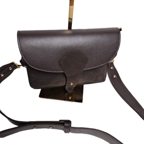 Borse in Pelle torebka listonoszka zamszowo-licowa brązowa czekoladowa instagramka włoska torebka crossbody saszetka skóra naturalna zamszowa