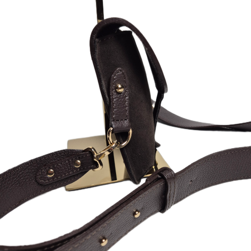 Borse in Pelle torebka listonoszka zamszowo-licowa brązowa czekoladowa instagramka włoska torebka crossbody saszetka skóra naturalna zamszowa