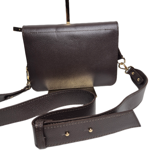 Borse in Pelle torebka listonoszka zamszowo-licowa brązowa czekoladowa instagramka włoska torebka crossbody saszetka skóra naturalna zamszowa