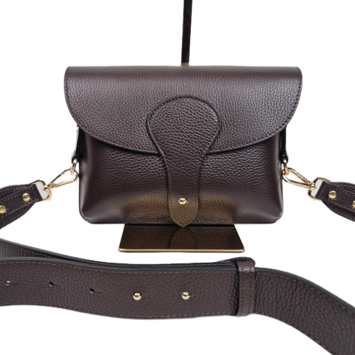 Borse in Pelle torebka listonoszka skórzana brązowa czekoladowa instagramka włoska torebka crossbody saszetka skóra naturalna licowa