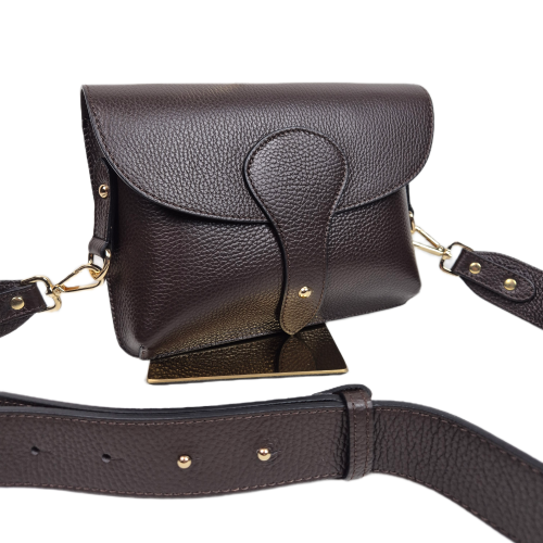 Borse in Pelle torebka listonoszka skórzana brązowa czekoladowa instagramka włoska torebka crossbody saszetka skóra naturalna licowa
