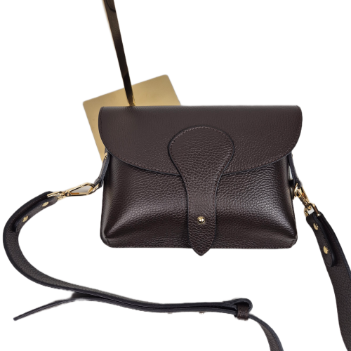 Borse in Pelle torebka listonoszka skórzana brązowa czekoladowa instagramka włoska torebka crossbody saszetka skóra naturalna licowa