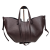 Laura Biaggi torebka damska typu shopper z napami skóra naturalna brązowa czekoladowa elegancka włoska torebka mini shopper z kosmetyczką rozpinana do pracy na co dzień TS112-14