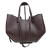 Laura Biaggi torebka damska typu shopper z napami skóra naturalna brązowa czekoladowa elegancka włoska torebka mini shopper z kosmetyczką rozpinana do pracy na co dzień TS112-14