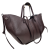 Laura Biaggi torebka damska typu shopper z napami skóra naturalna brązowa czekoladowa elegancka włoska torebka mini shopper z kosmetyczką rozpinana do pracy na co dzień TS112-14