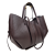 Laura Biaggi torebka damska typu shopper z napami skóra naturalna brązowa czekoladowa elegancka włoska torebka mini shopper z kosmetyczką rozpinana do pracy na co dzień TS112-14