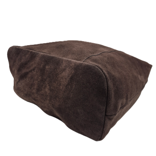 Laura Biaggi torebka damska worek zamszowy brązowy czekoladowy choco skóra naturalna zamszowa włoska torebka typu hobo bag zamszowa pojemna do pracy na co dzień TS66-7150