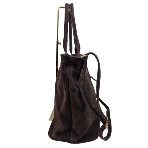 Borse in Pelle zamszowa torebka shopper skóra naturalna brązowa czekoladowa choco elegancka włoska torebka zamszowa typu shopper