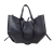 Laura Biaggi torebka damska typu shopper z napami skóra naturalna czarna elegancka włoska torebka mini shopper rozpinana do pracy na co dzień TS112-14