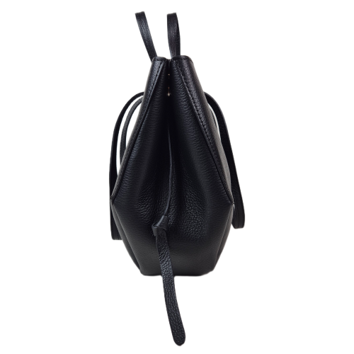 Laura Biaggi torebka damska typu shopper z napami skóra naturalna czarna elegancka włoska torebka mini shopper rozpinana do pracy na co dzień TS112-14
