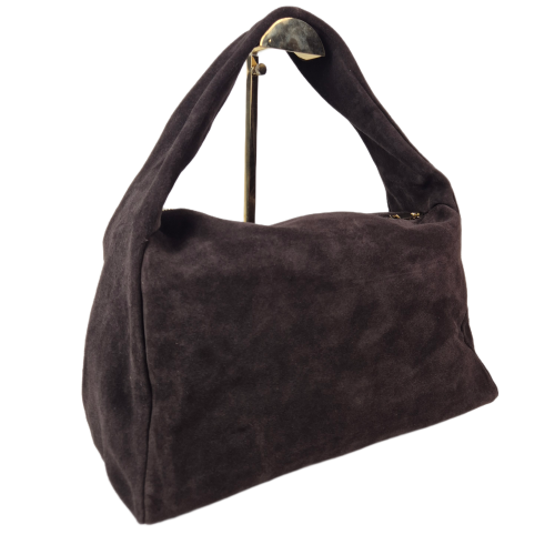 Borse in Pelle włoska torebka zamszowa hobo bag czekoladowa brązowa skóra naturalna zamszowa torebka worek czekoladowy