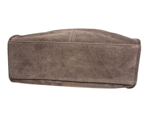 Laura Biaggi torebka shopper zamszowa beżowa taupe brązowa skóra naturalna włoska torebka shopper do pracy na co dzień do pracy TS54-65