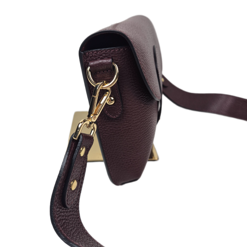 Vera Pelle mała bordowa torebka listonoszka skórzana burgundowa instagramka włoska torebka crossbody saszetka skóra naturalna licowa