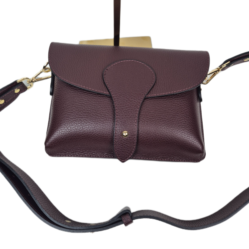 Vera Pelle mała bordowa torebka listonoszka skórzana burgundowa instagramka włoska torebka crossbody saszetka skóra naturalna licowa