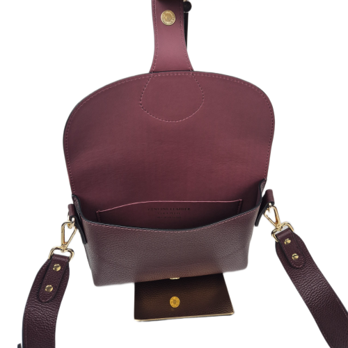 Vera Pelle mała bordowa torebka listonoszka skórzana burgundowa instagramka włoska torebka crossbody saszetka skóra naturalna licowa
