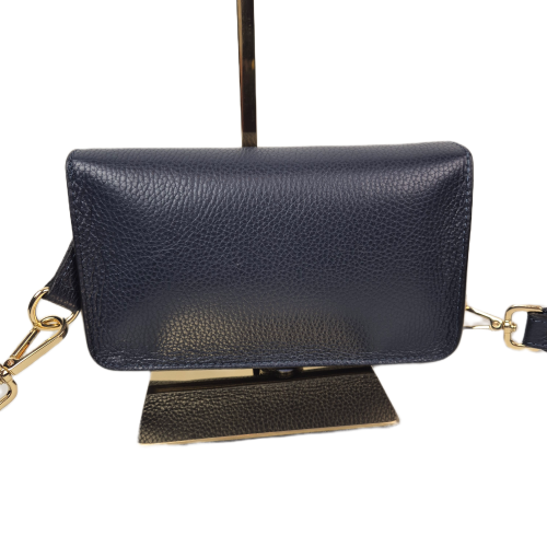 Vera Pelle mała torebka listonoszka skórzana granatowa niebieska instagramka włoska torebka crossbody saszetka skóra naturalna licowa