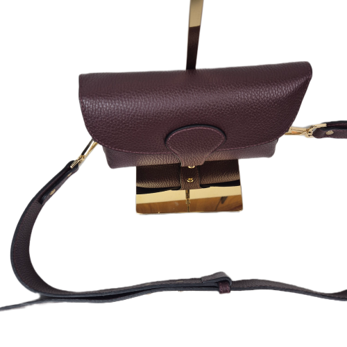Vera Pelle mała torebka listonoszka skórzana bordowa burgundowa instagramka włoska torebka crossbody saszetka skóra naturalna licowa