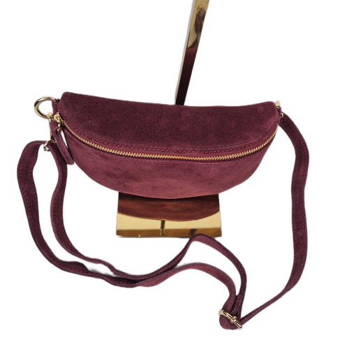 Borse in Pelle, mała nerka zamszowa bordowa burgundowa skóra naturalna zamszowa mała włoska torebka damska listonoszka crossbody TS13-812c