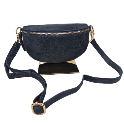 Borse in Pelle, mała nerka zamszowa granatowa skóra naturalna zamszowa mała włoska torebka damska listonoszka crossbody TS13-812c