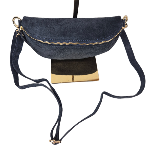 Borse in Pelle, mała nerka zamszowa granatowa skóra naturalna zamszowa mała włoska torebka damska listonoszka crossbody TS13-812c