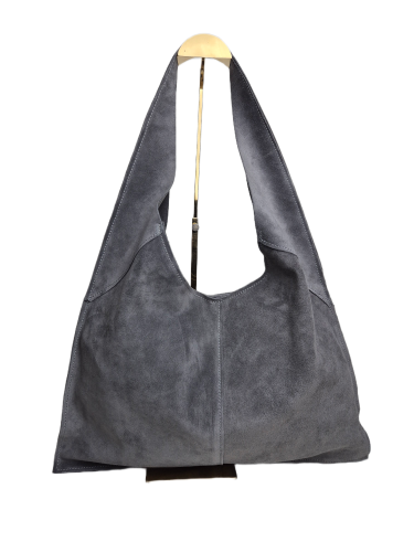 Borse in Pelle włoska torebka hobo bag worek skóra naturalna zamszowa szary