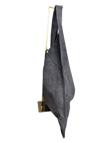 Borse in Pelle włoska torebka hobo bag worek skóra naturalna zamszowa szary