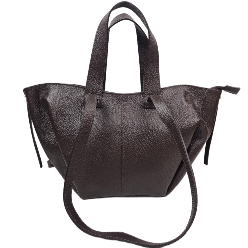 Laura Biaggi włoska torebka damska mini shopper czekoladowa brązowa skóra naturalna włoska shopperka TS98-141