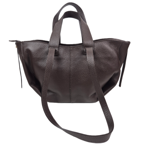 Laura Biaggi włoska torebka damska mini shopper czekoladowa brązowa skóra naturalna włoska shopperka TS98-141