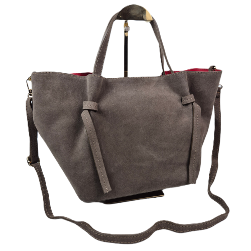 Borse in Pelle zamszowa torebka shopper skóra naturalna beżowa taupe brązowa włoska torebka damska TS112-41