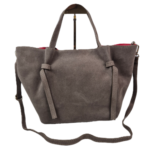 Borse in Pelle zamszowa torebka shopper skóra naturalna beżowa taupe brązowa włoska torebka damska TS112-41