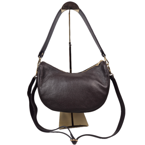 Borse in Pelle włoska torebka hobo bag worek listonoszka skórzana brązowa czekoladowa choco skóra naturalna torebka banan