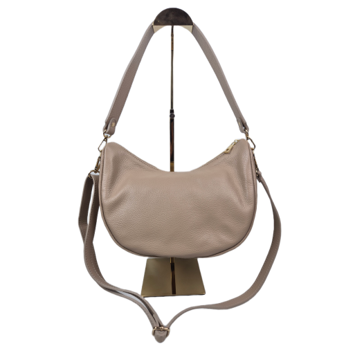 Borse in Pelle włoska torebka typu worek skórzany beżowa taupe skóra naturalna licowa torebka listonoszka skórzana półokrągła hobo bag