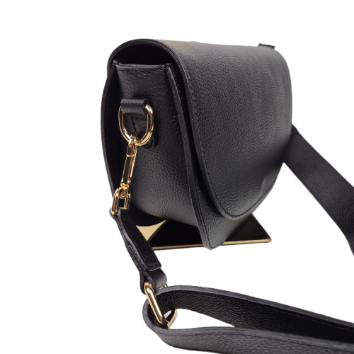 Vera Pelle włoska torebka damska klasyczna listonoszka skóra naturalna czarna elegancka skórzana torebka damska na co dzień