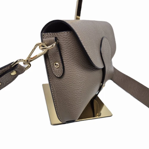 Vera Pelle mała torebka listonoszka skórzana instagramka taupe beżowa włoska torebka crossbody saszetka skóra naturalna licowa