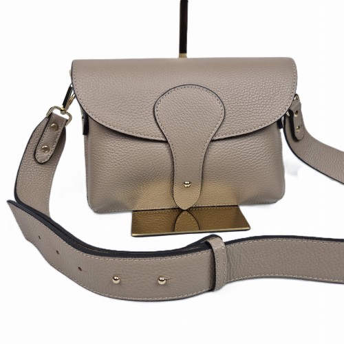 Vera Pelle mała brązowa torebka listonoszka skórzana beżowa instagramka włoska torebka crossbody saszetka skóra naturalna licowa