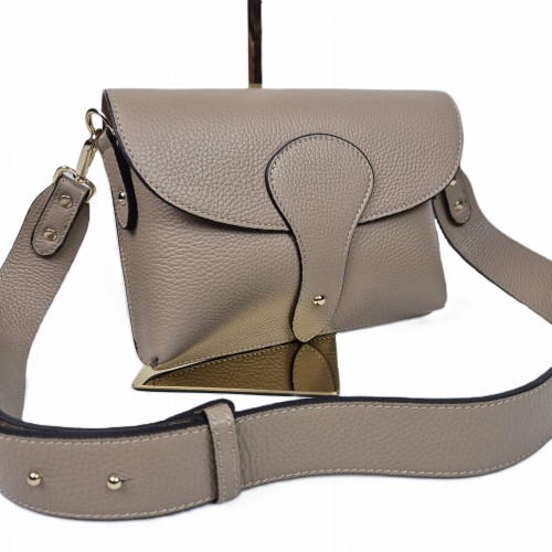 Vera Pelle mała brązowa torebka listonoszka skórzana beżowa instagramka włoska torebka crossbody saszetka skóra naturalna licowa