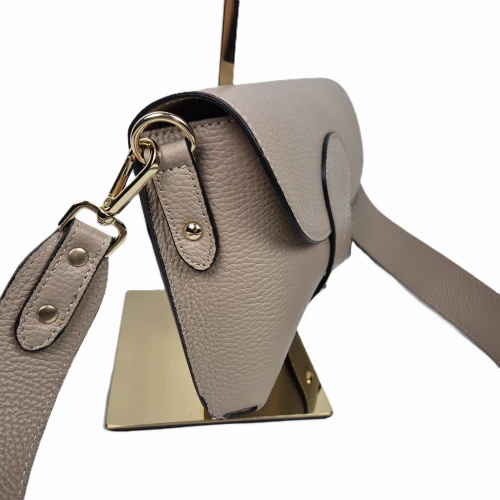Vera Pelle mała brązowa torebka listonoszka skórzana beżowa instagramka włoska torebka crossbody saszetka skóra naturalna licowa