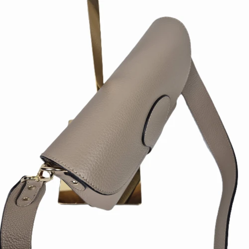 Vera Pelle mała brązowa torebka listonoszka skórzana beżowa instagramka włoska torebka crossbody saszetka skóra naturalna licowa