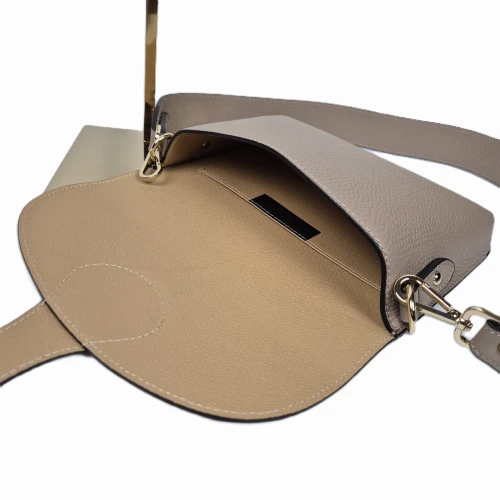 Vera Pelle mała brązowa torebka listonoszka skórzana beżowa instagramka włoska torebka crossbody saszetka skóra naturalna licowa