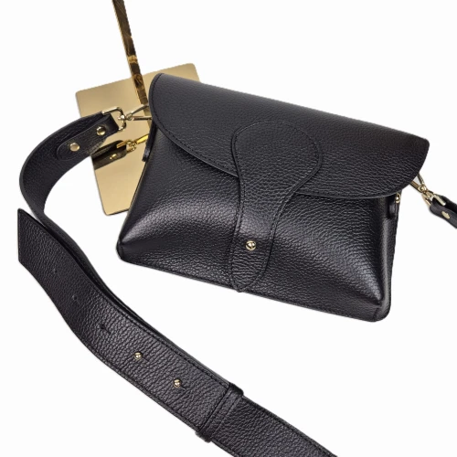 Vera Pelle mała brązowa torebka listonoszka skórzana czarna instagramka włoska torebka crossbody saszetka skóra naturalna licowa