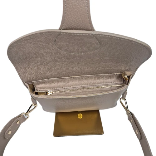 Vera Pelle mała beżowa torebka listonoszka skórzana  instagramka XL włoska torebka crossbody saszetka skóra naturalna licowa