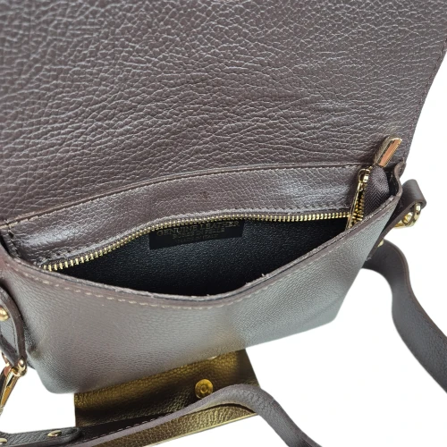 Vera Pelle mała czekoladowa torebka listonoszka skórzana  instagramka XL brązowa włoska torebka crossbody saszetka skóra naturalna licowa