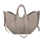 Laura Biaggi torebka damska typu shopper z napami skóra naturalna beżowa jasny beż elegancka włoska torebka mini shopper rozpinana do pracy na co dzień TS112-14