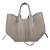Laura Biaggi torebka damska typu shopper z napami skóra naturalna beżowa jasny beż elegancka włoska torebka mini shopper rozpinana do pracy na co dzień TS112-14