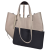 Laura Biaggi torebka damska typu shopper z napami skóra naturalna beżowa jasny beż elegancka włoska torebka mini shopper rozpinana do pracy na co dzień TS112-14