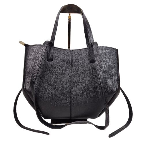 Borse in Pelle włoska torebka mini shopper czarny licowa skóra naturalna napy elegancka włoska torebka z kosmetyczką rozpinana