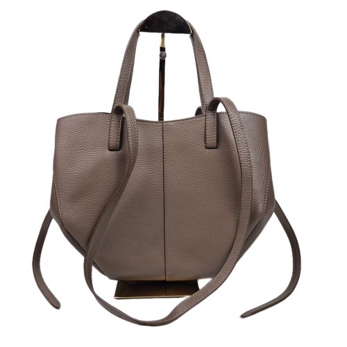 Borse in Pelle włoska torebka mini shopper taupe licowa skóra naturalna napy elegancka włoska torebka z kosmetyczką rozpinana